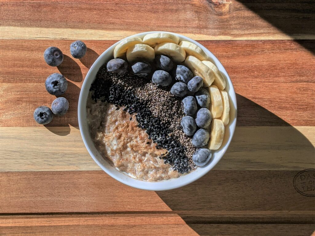 chia seeds superfood with fruits .